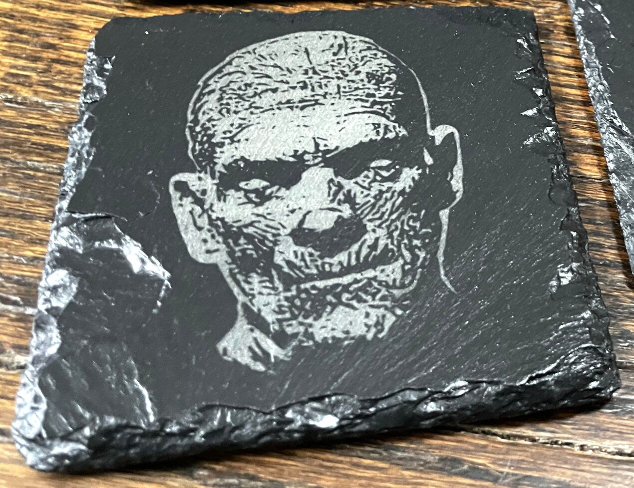 Classic Movie Monsters 2 Slate Coaster Set / Horror Movie Art / Wolfman / The Mummy / Creature From The Black Lagoon / Invisible Man /