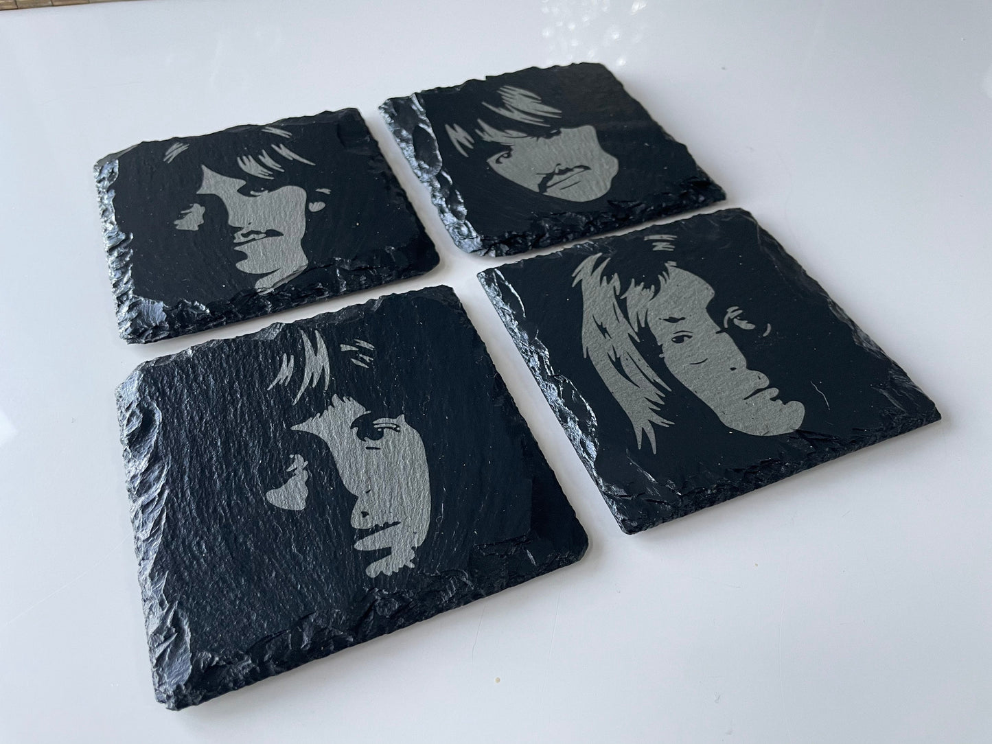 Beatles White Album Slate Coaster Set / Rock n Roll Art / Fab Four / John, Paul, George & Ringo