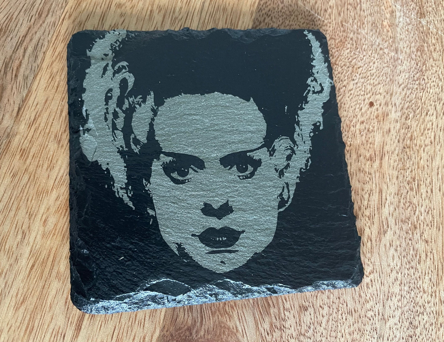 Classic Movie Monsters Slate Coaster Set / Horror Movie Art / Frankenstein / Dracula / Phantom of the Opera / Bride of Frankenstein