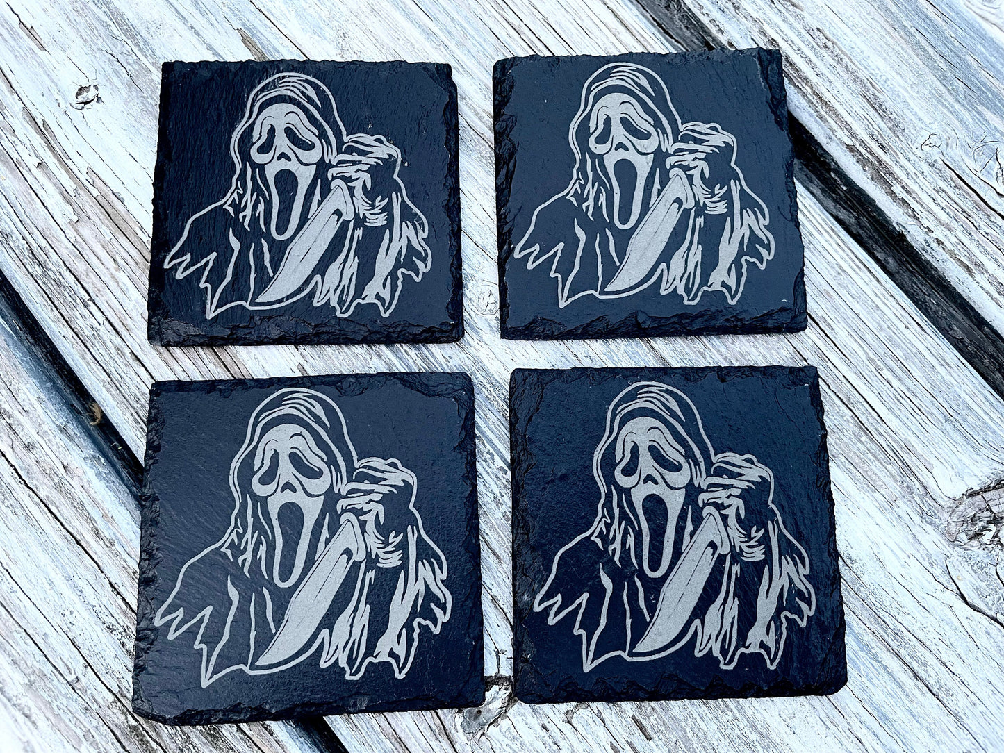 Scream Ghostface Coaster Set / Horror Movie Art / Scream / Slasher Movies / 90s Horror Movies / Horror Gifts