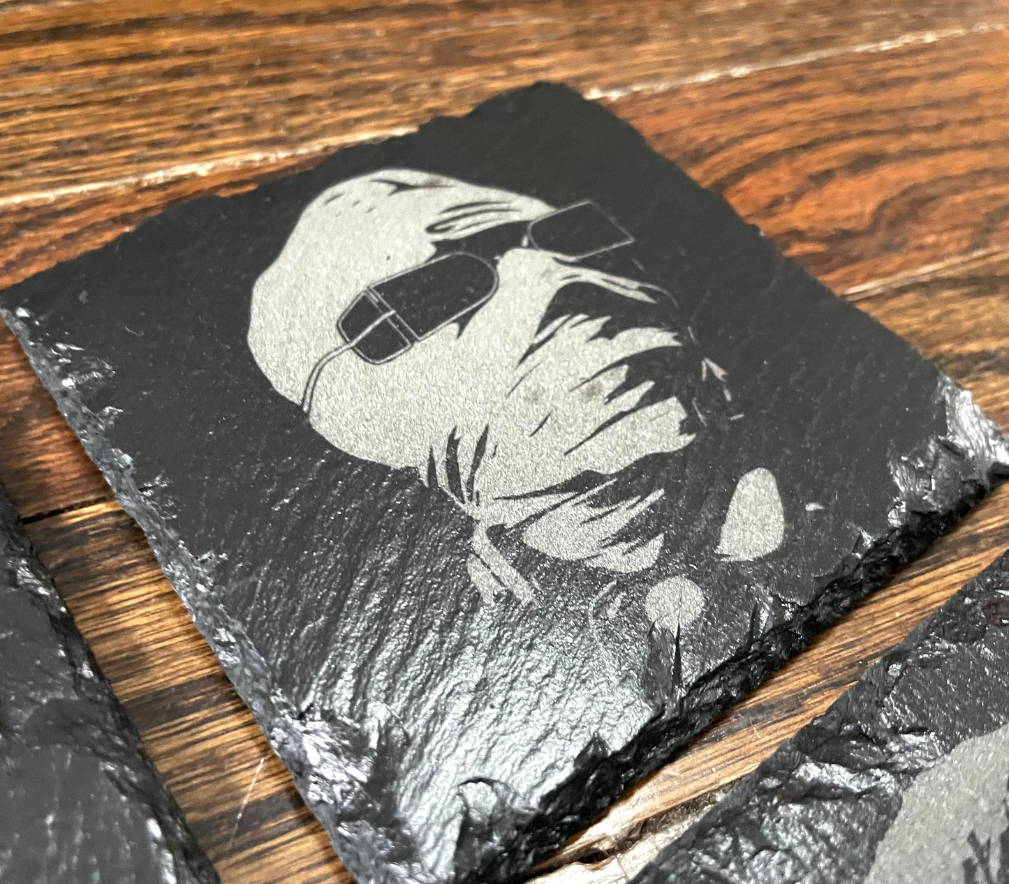 Classic Movie Monsters 2 Slate Coaster Set / Horror Movie Art / Wolfman / The Mummy / Creature From The Black Lagoon / Invisible Man /