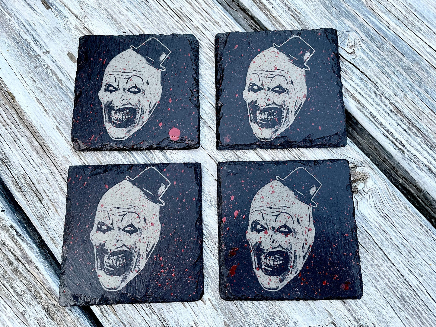 Terrifier Art the Clown Coasters / Horror Movie Art / Terrifier 2 / David Howard Thornton / Slasher Movie / Damien Leone