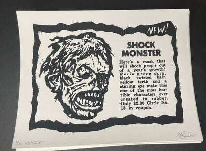 Shock Monster Topstone Mask Advertisement - Original Screen Print - Limited Edition / Famous Monsters