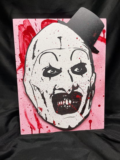 Art The Clown - Terrifier - Terrifier 2 - Original Artwork - Layered Wood Engraved Painting