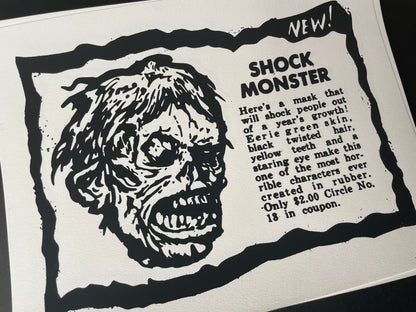 Shock Monster Topstone Mask Advertisement - Original Screen Print - Limited Edition / Famous Monsters