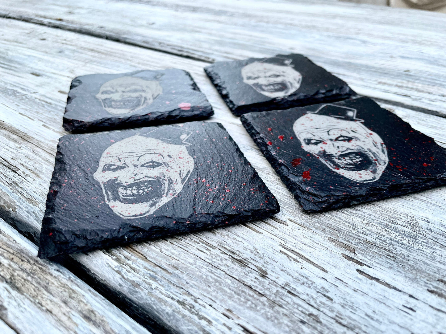 Terrifier Art the Clown Coasters / Horror Movie Art / Terrifier 2 / David Howard Thornton / Slasher Movie / Damien Leone