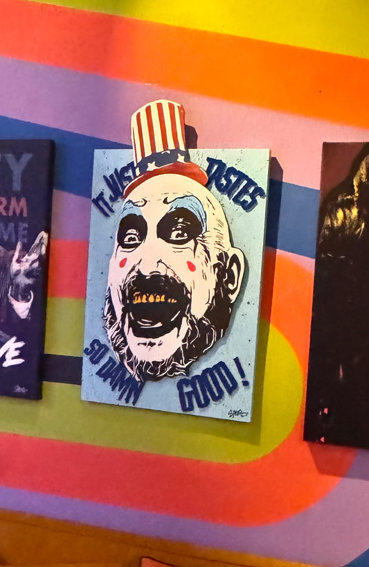 Captain Spaulding - It Just Taste's So Damn Good! 24x36 Original Layered Wood Engraved Painting - House of 1000 Corpses