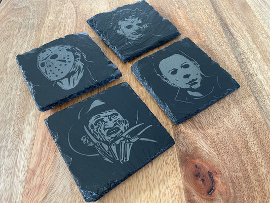 Movie Maniac Slasher Coasters - Freddy Krueger, Jason Voorhees, Michael Myers / Halloween / Nightmare / Friday The 13th FREE SHIPPING