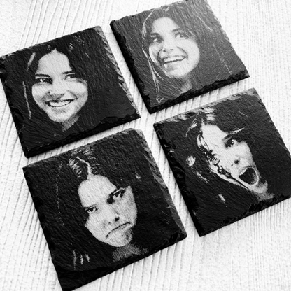Freaky Nikki Coaster Set | Obsession Movie Inspired Slate Coasters | Inde Navarrette | Horror Movie Gift | Set of 4