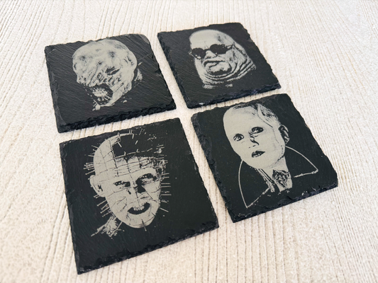 Hellraiser Cenobites Coaster Set of 4 / Pinhead / Clive Barker / Chatterer / Female Cenobite / Butterball