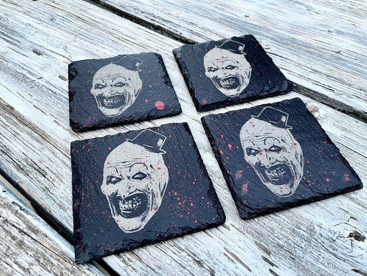 Terrifier Art the Clown Coasters / Horror Movie Art / Terrifier 2 / David Howard Thornton / Slasher Movie / Damien Leone