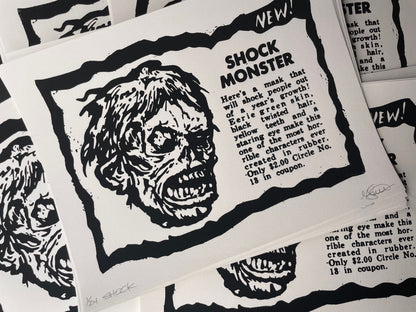 Shock Monster Topstone Mask Advertisement - Original Screen Print - Limited Edition / Famous Monsters