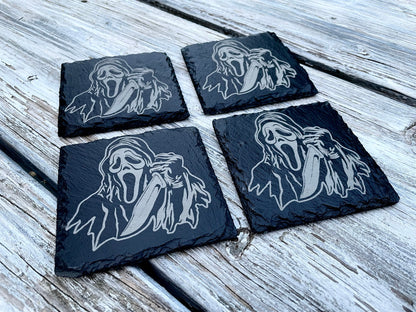 Scream Ghostface Coaster Set  / Horror Movie Art / Scream / Slasher Movies / 90s Horror Movies / Horror Gifts