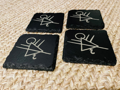 Yellowjackets Rune Symbol Slate Coaster Set  / TV Show Inspired / Cannibals / 90s / Antler Queen / Pit Girl / Christina Ricci