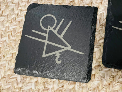 Yellowjackets Rune Symbol Slate Coaster Set  / TV Show Inspired / Cannibals / 90s / Antler Queen / Pit Girl / Christina Ricci